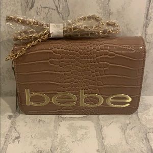Bebe Fabiola Stamped Croco Crossbody Dark Blush